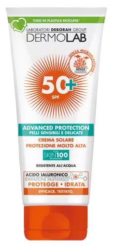 Dermolab Crema Solare Viso Corpo SPF 50 Alta Protezione per Pelli Sensibili 200ml