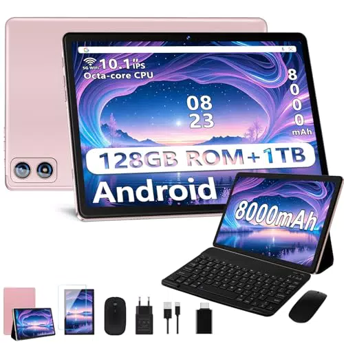 Dghrti Tablet Android 22GB RAM 128GB ROM Espandibile, 8000mAh, Widevine L1, BT5.0