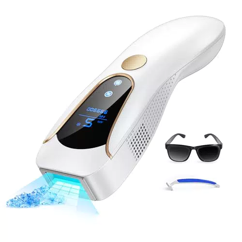 Epilatore Luce Pulsata con Funzione Ghiaccio, 9 Livelli Energia, Flash Automatico