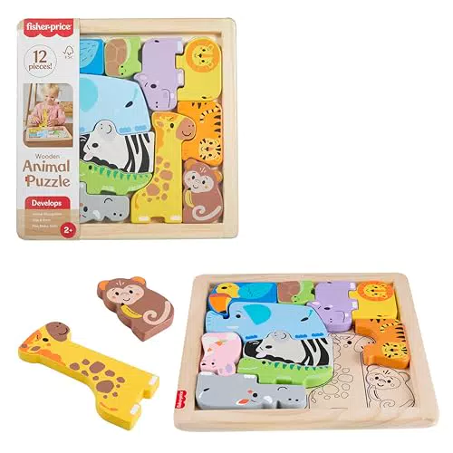 Fisher-Price Puzzle Animali in Legno Cercaforme per Bambini 2+ Anni JFG10
