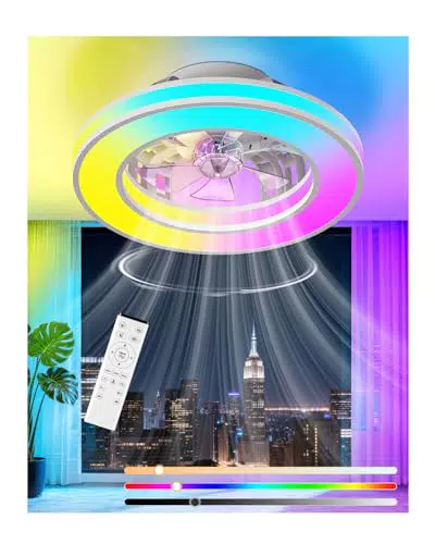 GLOFAN Ventilatore da Soffitto con Luce LED Silenzioso Dimmerabile con Telecomando