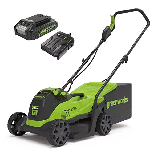 Greenworks Tagliaerba a Batteria 24V Brushless per Prati Fino a 140m² 33cm 3 Anni