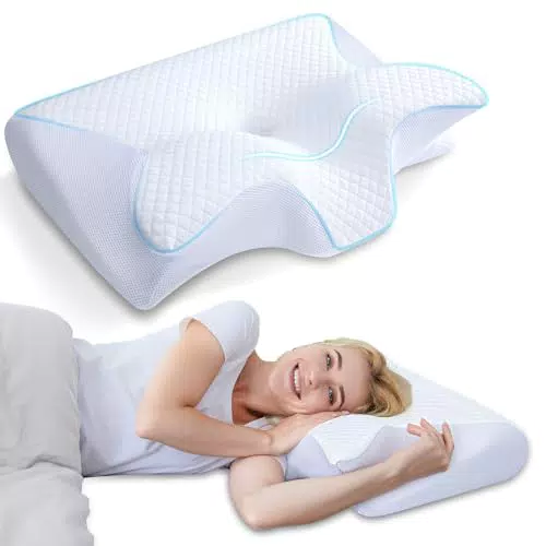HOMCA Cuscino Cervicale Ergonomico Memory Foam 2 in 1 con Federa Lavabile