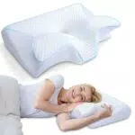 Homca Cuscino Cervicale Ergonomico in Memory Foam per Dormire con Federa Lavabile