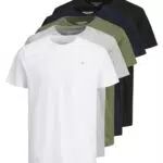 JACK & JONES Maglietta da uomo con Collo Rotondo, 5 pezzi