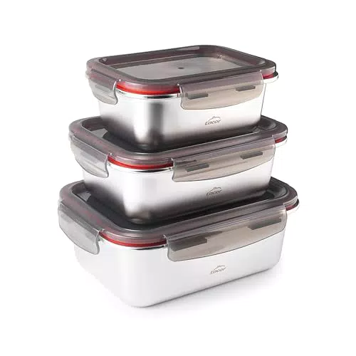 Lacor Ecoinox Contenitori Ermetici Acciaio Inox per Microonde e Lavastoviglie BPA Free
