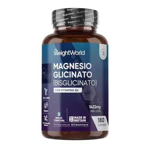 Magnesio Bisglicinato con Vitamina B6 Vegano, Glicinato Puro, Senza Additivi