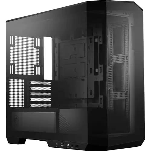 MSI MAG PANO M100L Case Micro-ATX con Stand GPU, Filtri Antipolvere, USB Type-C