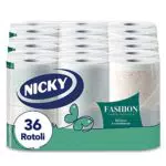 Nicky Fashion Carta Igienica 4 Veli Morbida e Resistente Profumata al Talco Made in Italy