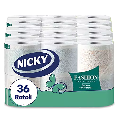 Nicky Fashion Carta Igienica 4 Veli Decorata Morbida Resistente Profumata Talco
