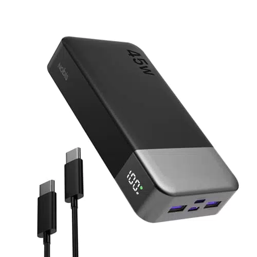Nobis Power Bank 20000mAh 45W Ricarica Rapida USB C e 4 Porte Display LED