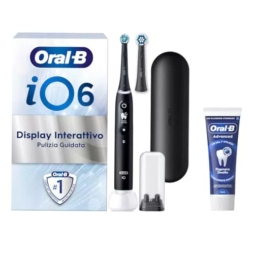 Oral-B iO 6 Spazzolino Elettrico Ricaricabile con Testine, Custodia e Dentifricio