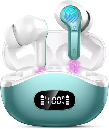 Ordtop Auricolari Bluetooth 5.3 con Cancellazione Rumore, 40H, Display LED, Impermeabili