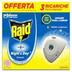 Raid Night & Day Ricarica Antizanzare Inodore a Sabbia Compressa Senza Profumo