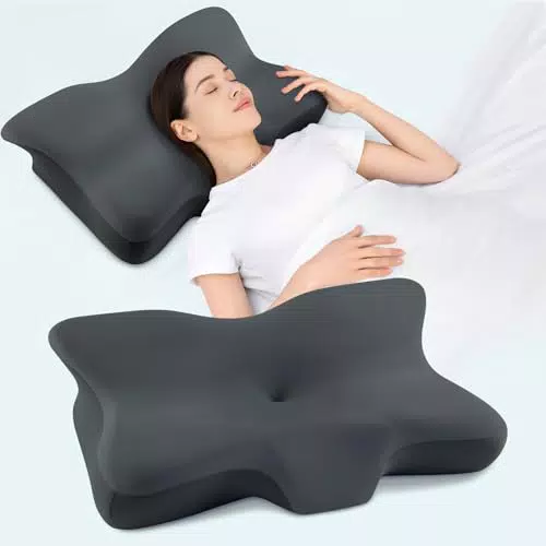 Silkena Cuscino Cervicale Memory Foam Traspirante per Dormire su Fianco o Schiena
