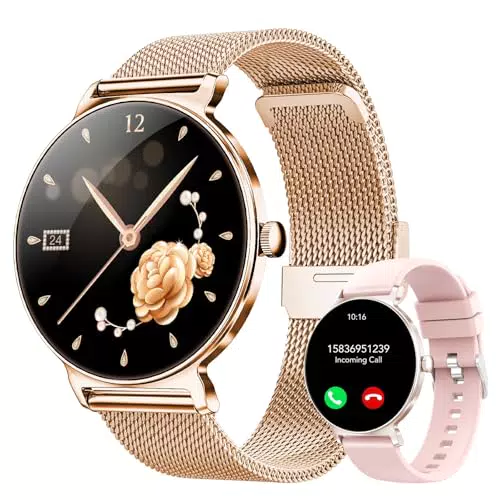 Taopodo Smartwatch Donna Schermo AMOLED Chiamate Bluetooth Monitoraggio Salute Sport