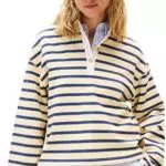 Tommy Hilfiger Donna Pullover Gold Button Rugby Terry con Colletto a Punta