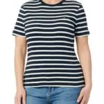 Tommy Hilfiger Donna T-Shirt Slim Cody a Maniche Corte con Scollo Rotondo