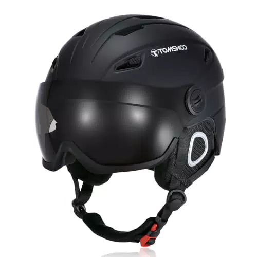 Tomshoo Casco da Sci con Visiera, Professionale per Sci e Snowboard, Fodera Rimovibile