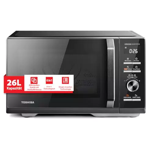 Toshiba Microonde Combinato 6-in-1 con AirFry, Grill, Vapore, Menu Automatici, 26L