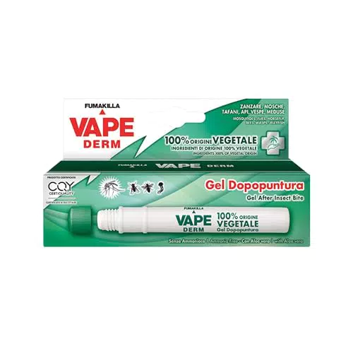 Vape Derm Penna Gel Dopopuntura Zanzare con Ingredienti Vegetali Lenitivi Certificati