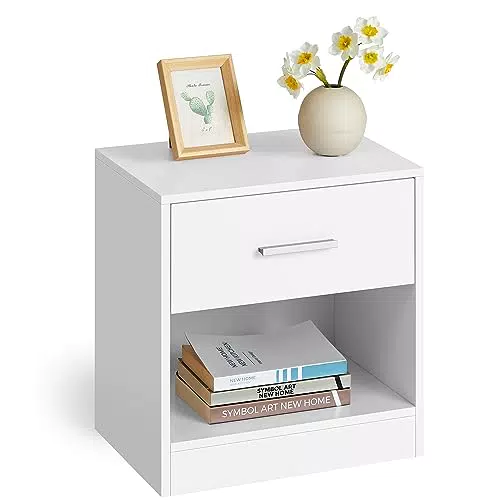 Vasagle Comodino con Cassetto e Scomparto Aperto per Camera da Letto LET619T14