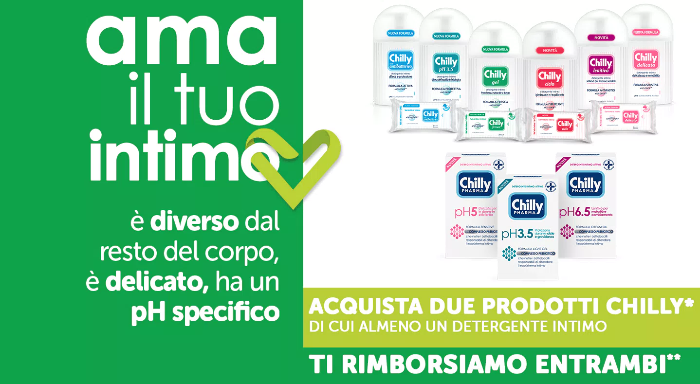 CHILLY "AMA IL TUO INTIMO": 2 PRODOTTI RIMBORSATI AL 100%