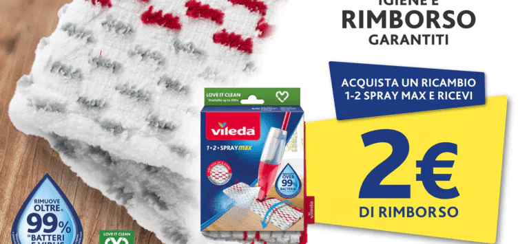 Vileda “Igiene e rimborso garantiti”: ti rimborsa un ricambio 1-2 Spray max