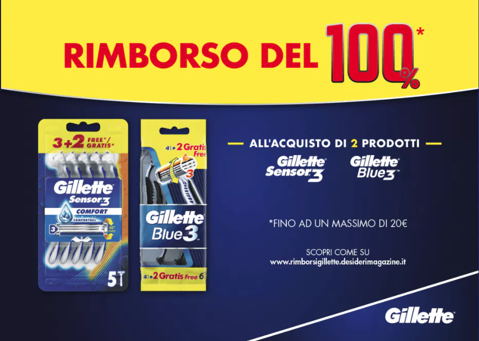 Rimborso Gillette 100%: come farsi rimborsare 2 prodotti completamente!
