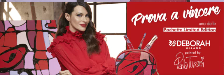 DEBORAH MILANO PAINTED BY PAOLA TURANI: vinci una delle 102 pochette in palio