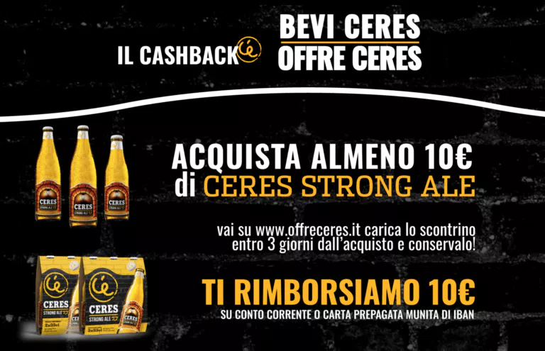 Cashback Ceres: Acquista 10€, Ceres te ne rimborsa il 100%