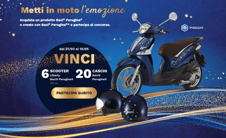 Baci Perugina “Metti in moto l’emozione”: vinci 6 scooter Piaggio e 20 caschi