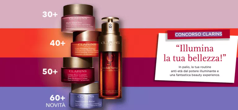 CONCORSO CLARINS: vinci gratis 44 kit prodotti (siero, crema giorno, crema notte)