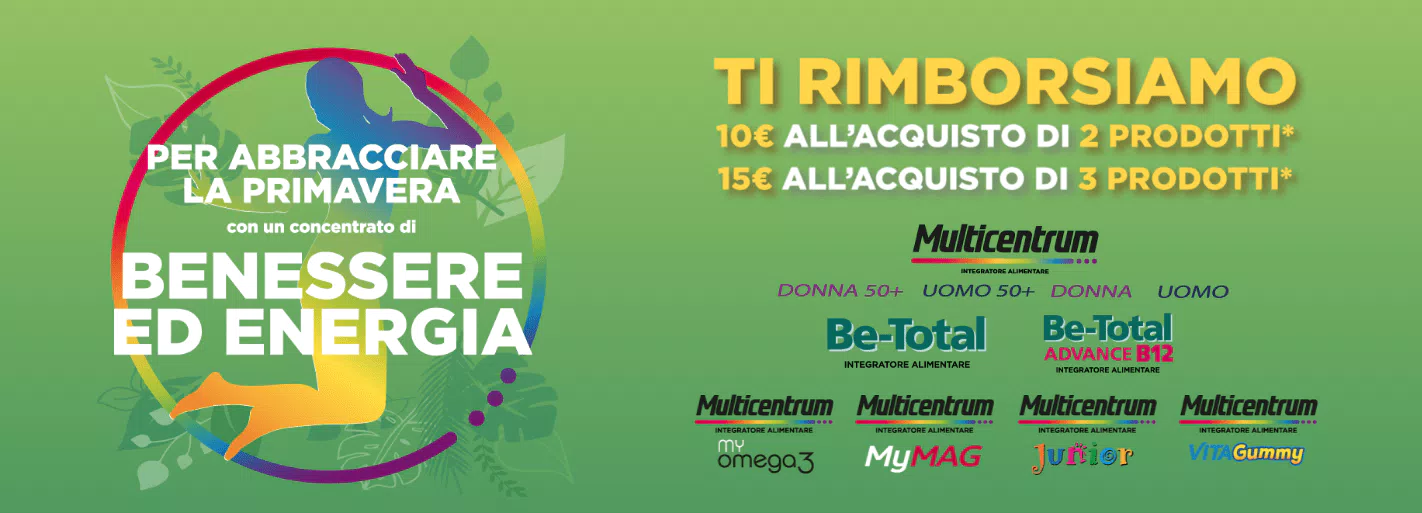 Cashback Multicentrum Be-Total "Benessere ed energia": come ricevere 10 o 15€ di rimborso