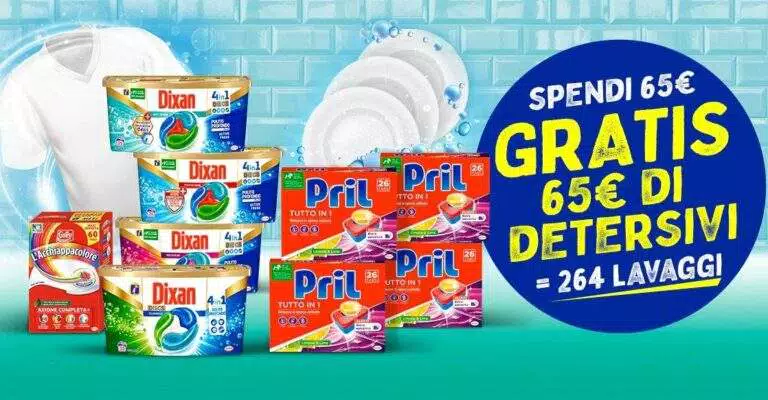 Casa Henkel ti regala 65€ di prodotti! 264 Lavaggi GRATIS per piatti e bucato