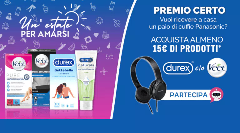 Premio sicuro Veet e Durex “Un’estate per amarsi”: ricevi un paio di cuffie Panasonic in regalo