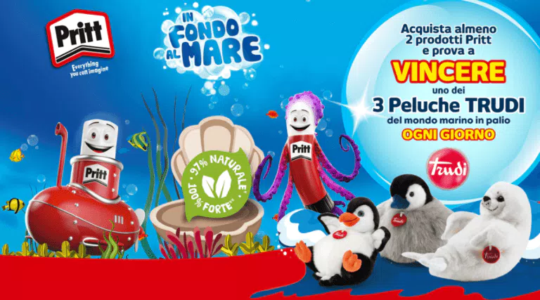 Acquista con il concorso Pritt e prova a vincere un peluche Trudi marino!