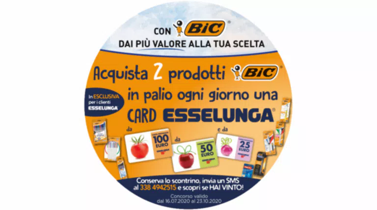 CON BIC IN PALIO TRE CARD ESSELUNGA AL GIORNO 2022