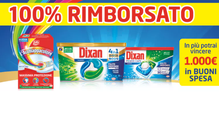 “100% rimborsati con Dixan e L’Acchiappacolore 2022”: come farsi rimborsare 1 detersivo lavatrice e 1 acchiappacolore