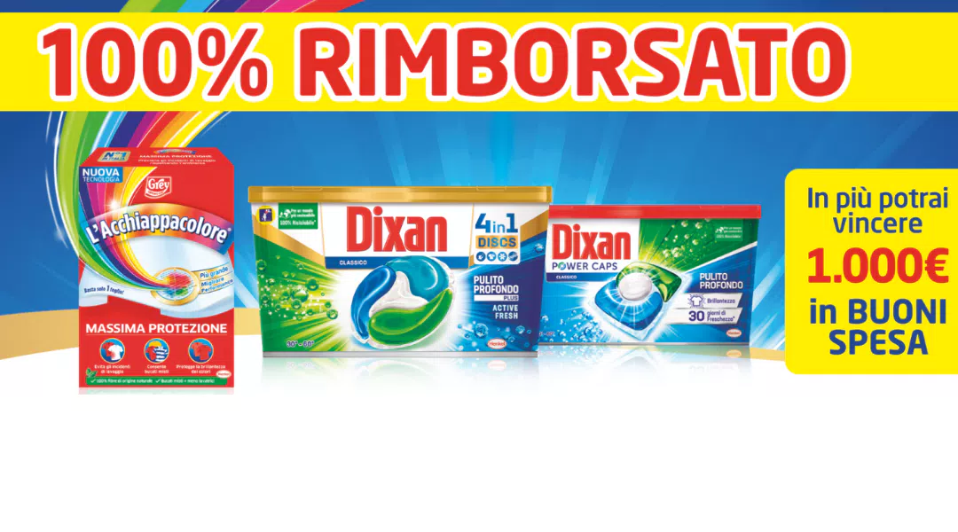 “100% rimborsati con Dixan e L’Acchiappacolore 2022”: come farsi rimborsare 1 detersivo lavatrice e 1 acchiappacolore
