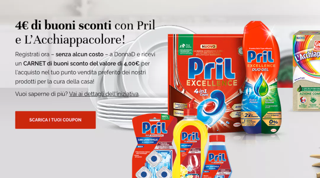Buoni sconto Pril e L’Acchiappacolore: ricevi gratis 4€ di coupon