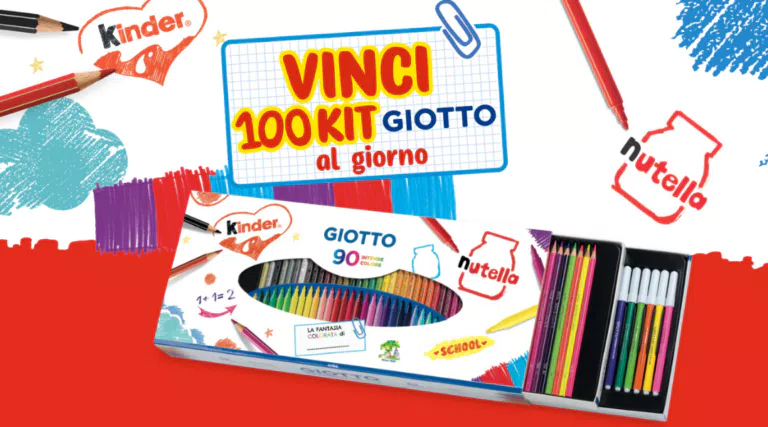 Concorso Nutella e Kinder 2022: 2.400 kit Giotto in palio