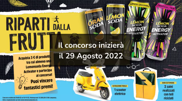 Lemonsoda & Oransoda “Riparti dalla frutta”: vinci zaini Freitag scooter elettrico+casco