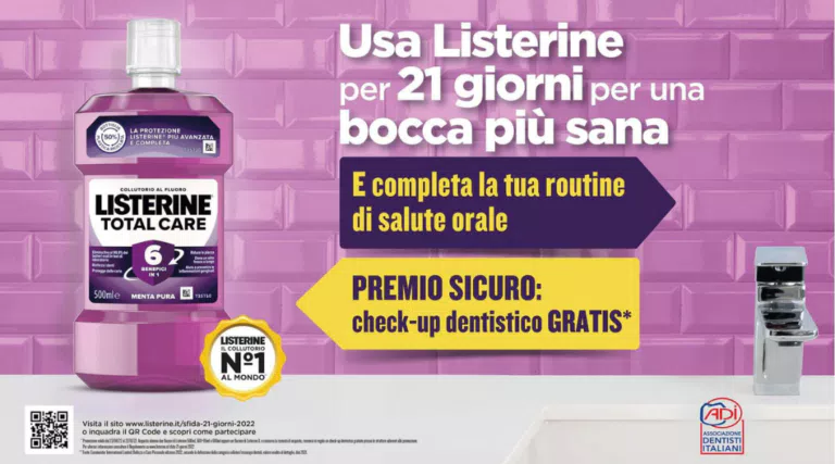 Listerine ti sfida per 21 giorni: in omaggio un check up dentistico completo