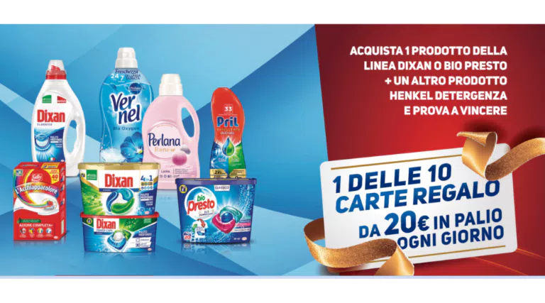 Prova a vincere una delle 240 carte regalo in palio ogni giorno con Henkel (10 al giorno)