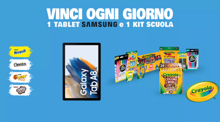 “VINCI LA SCUOLA”: con nesquik ogni giorno in palio set e tablet SAMSUNG GALAXY TAB A8