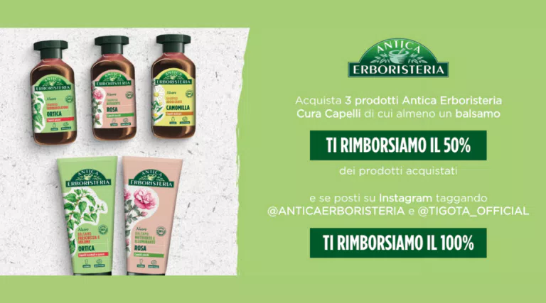 “Cashback Antica Erboristeria in Tigotà”: come avere 3 prodotti gratis!