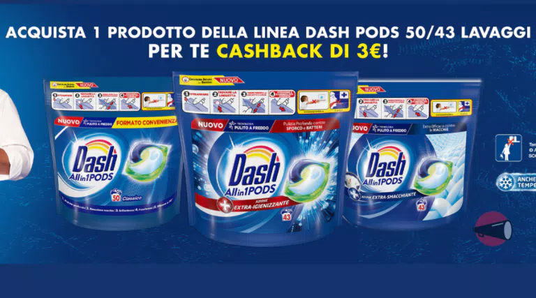 Cashback Dash Pods in CoopShop.it: compra online e chiedi il rimborso