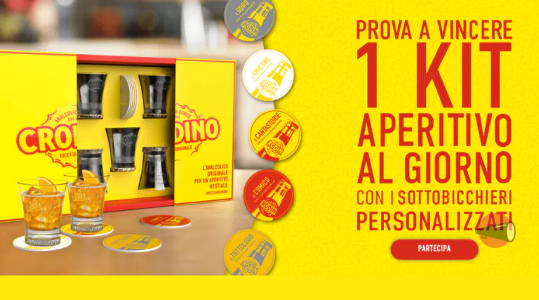 Concorso Crodino: vinci gratis 1 kit aperitivo al giorno con sottobicchieri personalizzati