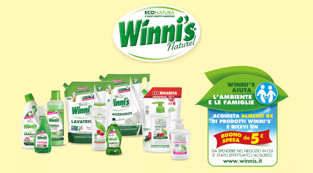 Winni’s aiuta l’ambiente e le famiglie: in omaggio buono spesa da 5€